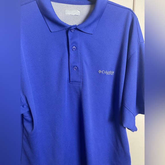 Columbia PFG Blue Knit Vented Fishing Polo Shirt Omni Shade - Picture 7 of 13